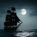 Midnight Galleon Seascape Mural Wallpaper — Cinematic Night Sky Mural Wallpaper - room preview 04