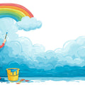 Child Painting Rainbow Sky Mural Wallpaper — Whimsical Art Decor Mural Wallpaper - room preview 04