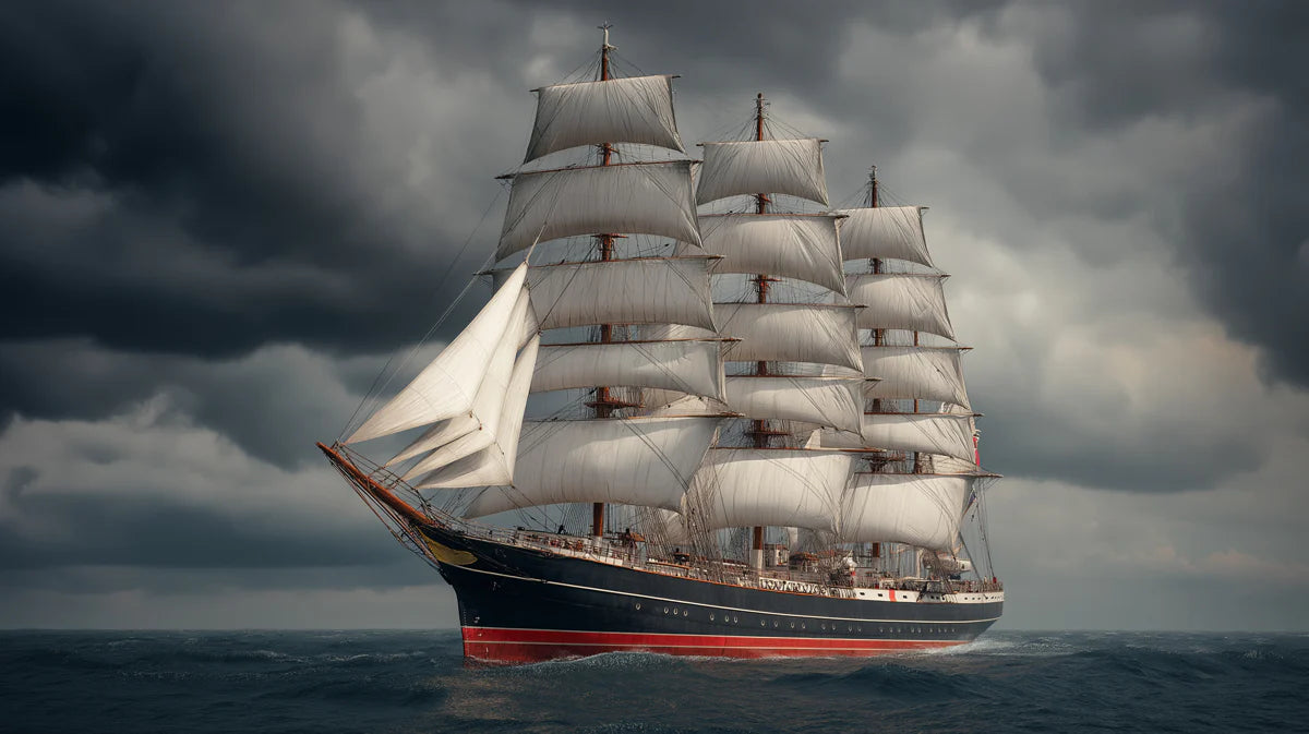 Full-Rigged Ship Stormy Sea Mural Wallpaper — Cinematic Marine Art Mural Wallpaper - room preview 04