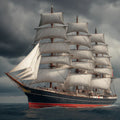 Full-Rigged Ship Stormy Sea Mural Wallpaper — Cinematic Marine Art Mural Wallpaper - room preview 04