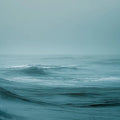 Misty Ocean Wave Mural Wallpaper — Calm Teal Seascape Mural Wallpaper - room preview 04