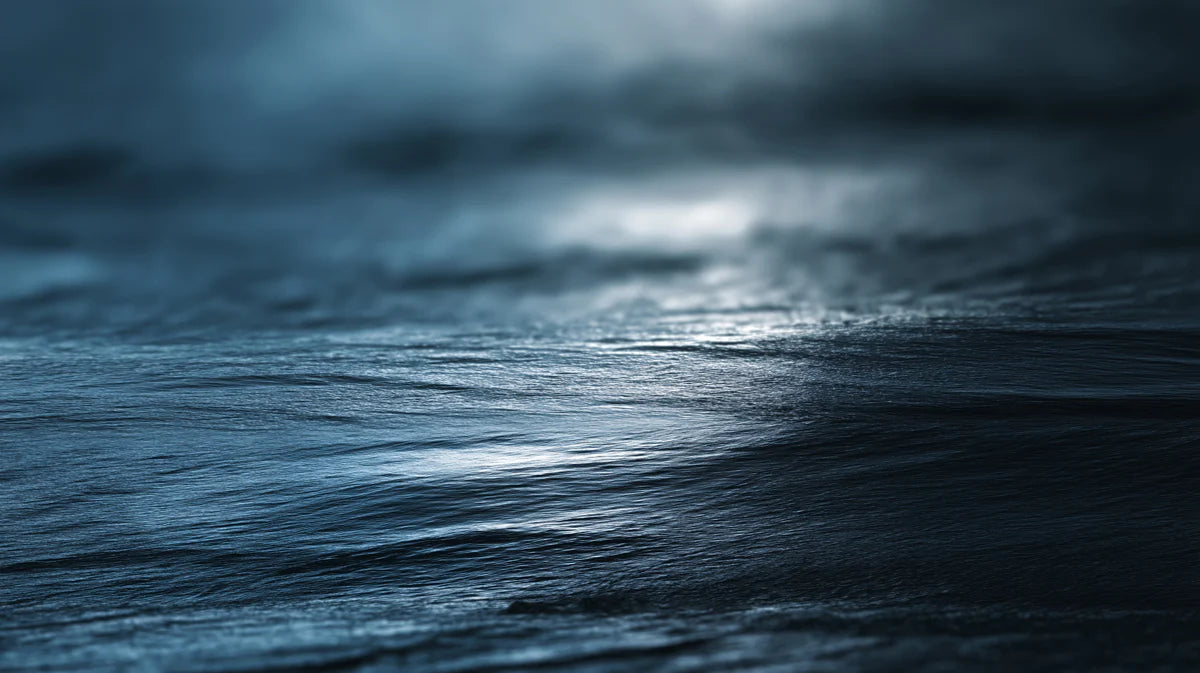 Midnight Ocean Surface Mural Wallpaper — Moody Abstract Fluid Art Mural Wallpaper - room preview 04