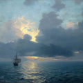 Old Master Sunset Seascape Mural Wallpaper — Dramatic Oil Painting Mural Wallpaper - room preview 04