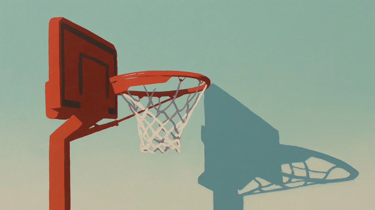 Minimalist Basketball Hoop Mural Wallpaper — Graphic Pop Art Style Mural Wallpaper - room preview 04