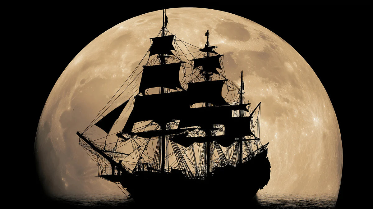 Full Moon Pirate Ship Mural Wallpaper — Cinematic Nautical Drama Mural Wallpaper - room preview 04