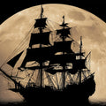 Full Moon Pirate Ship Mural Wallpaper — Cinematic Nautical Drama Mural Wallpaper - room preview 04