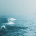 Mist-Covered Ocean Waves Mural Wallpaper — Minimalist Coastal Art Mural Wallpaper - room preview 04