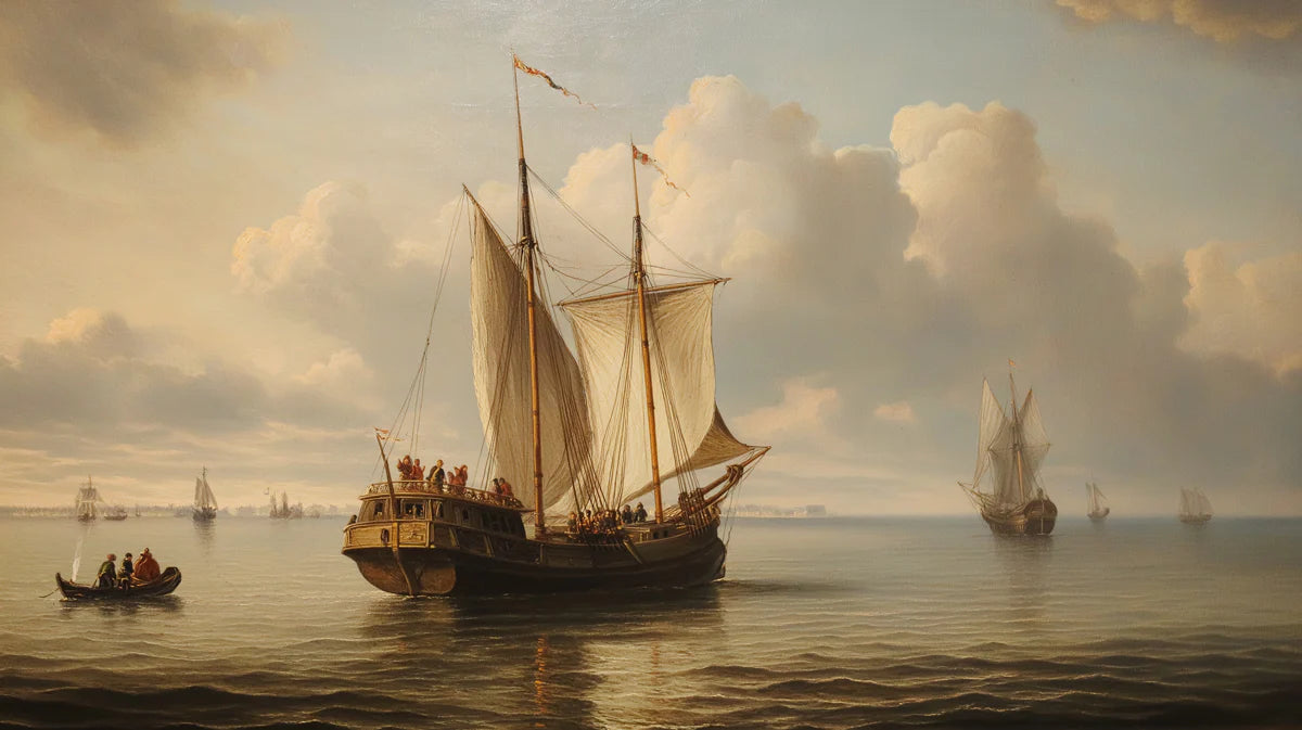 Dutch Golden Age Seascape Mural Wallpaper — Oil Painting Aesthetic Mural Wallpaper - room preview 04
