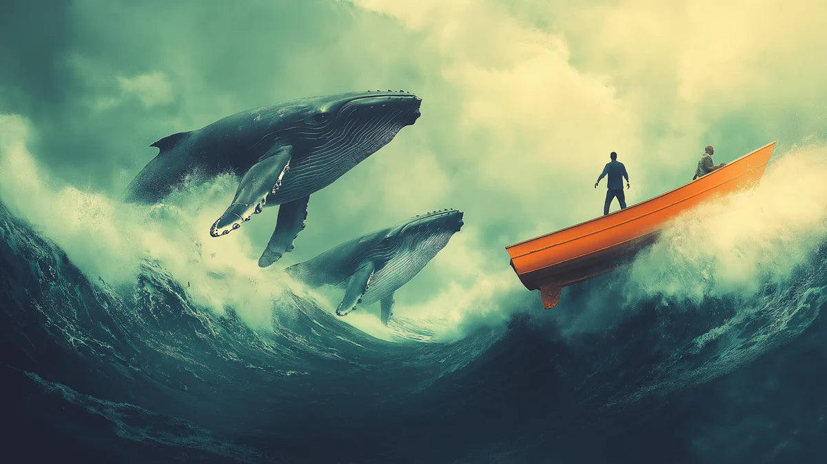 Breaching Humpback Whales Mural Wallpaper — Moody Ocean Adventure Mural Wallpaper - room preview 04