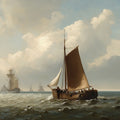 Rustic Coastal Sloop Oil Painting Mural Wallpaper — Maritime Classic Mural Wallpaper - room preview 04