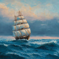 Tall Ship at Sea Mural Wallpaper — Oil Painting Nautical Design Mural Wallpaper - room preview 04
