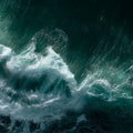 Turbulent Ocean Aerial Mural Wallpaper —Deep Teal Wave Swirls Mural Wallpaper - room preview 04