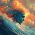Surreal Elemental Wave Mural Wallpaper — Dreamlike Abstract Art Mural Wallpaper - room preview 04