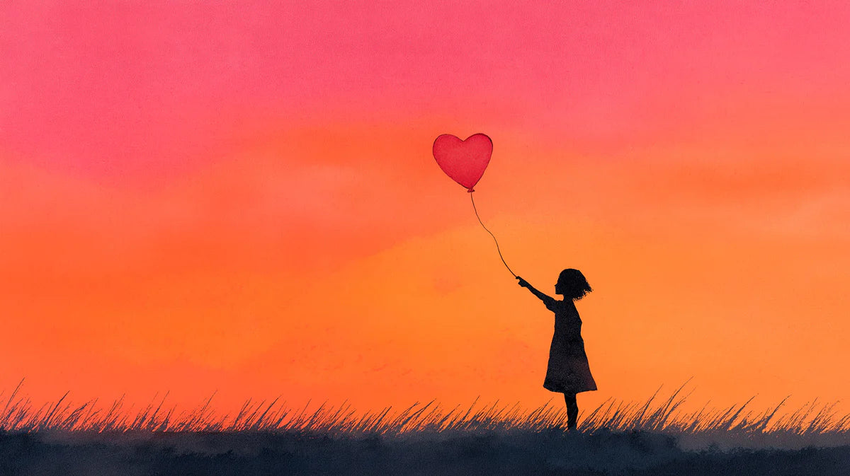 Heart Balloon Sunset Mural Wallpaper — Dreamy Silhouette Art Mural Wallpaper - room preview 04