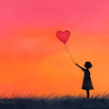 Heart Balloon Sunset Mural Wallpaper — Dreamy Silhouette Art Mural Wallpaper - room preview 04