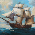 Galleon at Sea Mural Wallpaper — Oil Painting Style Maritime Art Mural Wallpaper - room preview 04