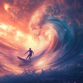 Fiery Ocean Surf Mural Wallpaper — Dramatic Coastal Wave Scene Mural Wallpaper - room preview 04