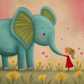 Elephant and Girl Dandelion Field Mural Wallpaper — Whimsical Decor Mural Wallpaper - room preview 04