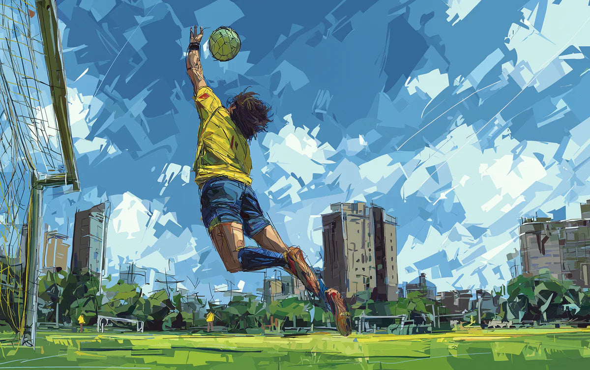 Goalkeeper Action Mural Wallpaper — Expressionist Urban Sport Design Mural Wallpaper - room preview 04