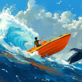 Ocean Adventure Whale Mural Wallpaper — Vibrant Nautical Art Mural Wallpaper - room preview 04