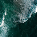Aerial Ocean Wave Mural Wallpaper — Deep Teal and Foam Contrast Mural Wallpaper - room preview 04