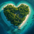 Heart-Shaped Tropical Island Mural Wallpaper — Aerial Ocean View Mural Wallpaper - room preview 04