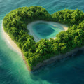Heart-Shaped Lagoon Island Mural Wallpaper —Tropical Aerial View Mural Wallpaper - room preview 04