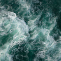 Aerial Ocean Wave Mural Wallpaper — Moody Deep Teal Seascape Mural Wallpaper - room preview 04