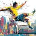 Brazilian Footballer Mural Wallpaper — Dynamic Urban Sports Art Mural Wallpaper - room preview 04