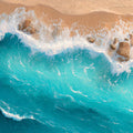 Aerial Ocean Waves and Sand Mural Wallpaper — Coastal Art Mural Wallpaper - room preview 04