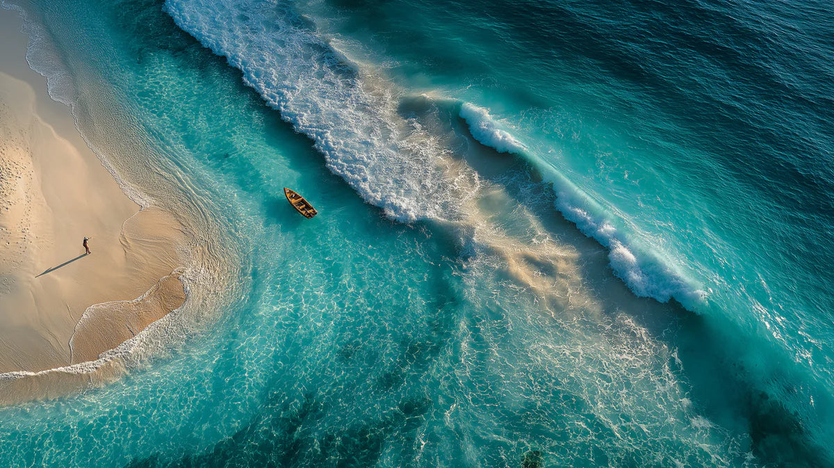 Aerial Turquoise Cove Aerial Mural Wallpaper — Coastal Calm Mural Wallpaper - room preview 04