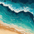Aerial Ocean Waves Mural Wallpaper — Painterly Coastal Art Mural Wallpaper - room preview 04