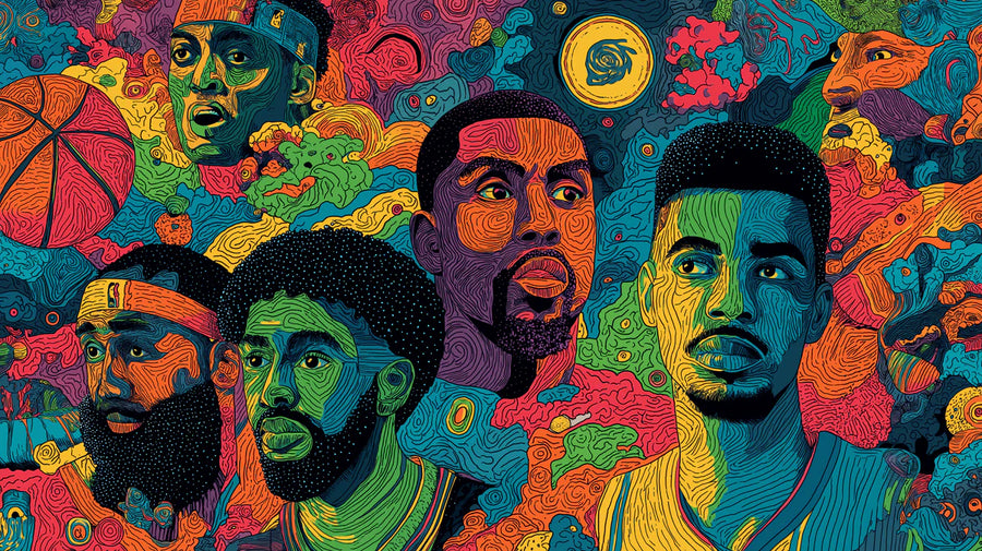 Papier peint mural Abstrait Légendes du Basketball — Papier peint mural Pop Art psychédélique printable artwork
