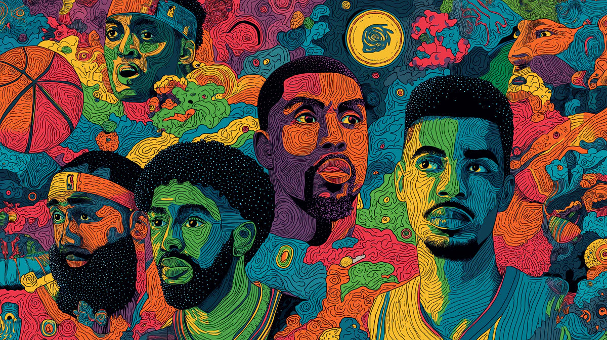 Abstract Basketball Legends Mural Wallpaper — Psychedelic Pop Art Mural Wallpaper - room preview 04