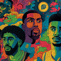 Abstract Basketball Legends Mural Wallpaper — Psychedelic Pop Art Mural Wallpaper - room preview 04