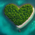 Heart-Shaped Tropical Island Mural Wallpaper — Aerial Ocean View Mural Wallpaper - room preview 04