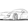 Sports Coupe Line Art Mural Wallpaper — Dynamic Minimalist Sketch Mural Wallpaper - room preview 04