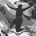 Basketball Dunk Abstract Mural Wallpaper — Monochrome Camo Design Mural Wallpaper - room preview 04