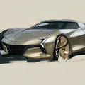 Automotive Concept Sportscar Sketch Mural Wallpaper - room preview 04