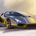 Hypercar Concept Sketch Mural Wallpaper — Automotive Design Art Mural Wallpaper - room preview 04