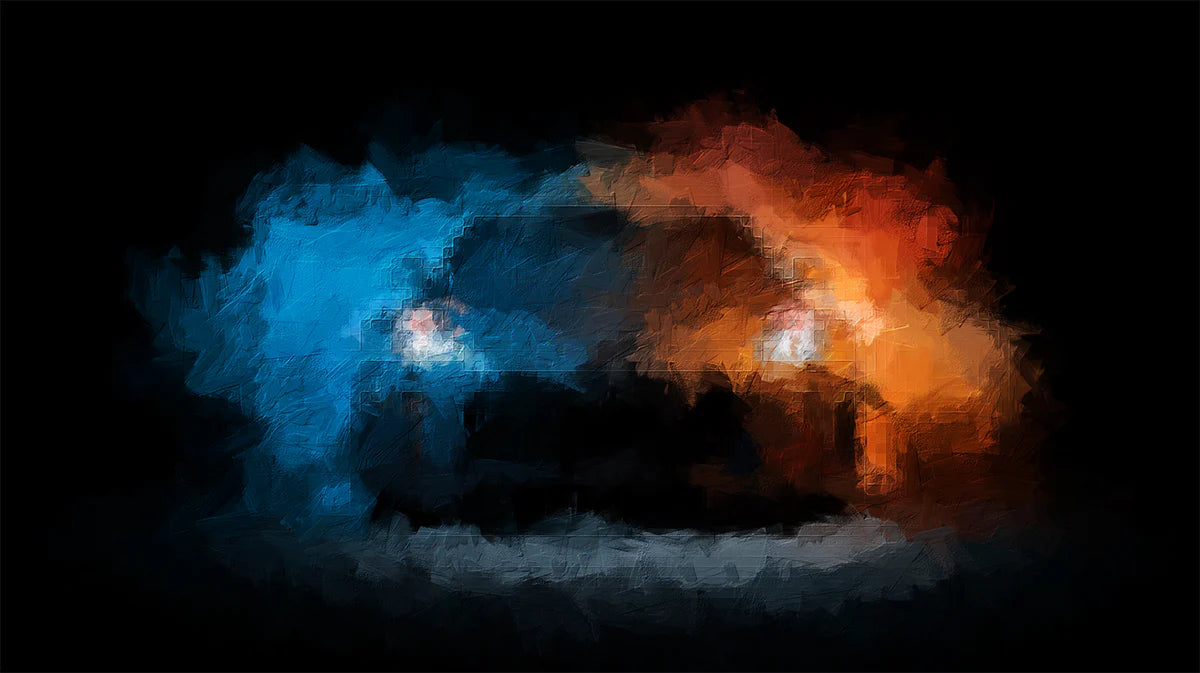 Headlight Clash Mural Wallpaper — Expressionist Oil Paint Design Mural Wallpaper - room preview 04