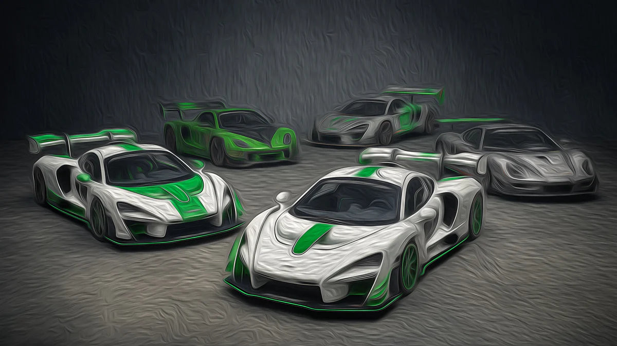 Hypercar Racing Mural Wallpaper — Expressive Brushstroke Style Mural Wallpaper - room preview 04