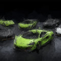 Neon Hypercar Cluster Mural Wallpaper —Expressionistic Oil Style Mural Wallpaper - room preview 04