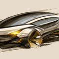 Futuristic Concept Car Sketch Mural Wallpaper —Artistic Motion Mural Wallpaper - room preview 04