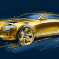 Golden Sportscar Sketch Mural Wallpaper — Dynamic Automotive Art Mural Wallpaper - room preview 04