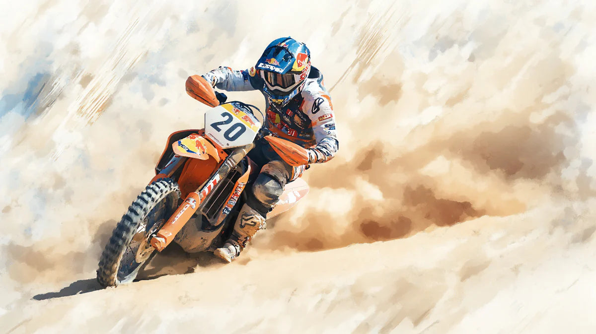 Desert Motocross Action Mural Wallpaper — High-Speed Artistic Decor Mural Wallpaper - room preview 04