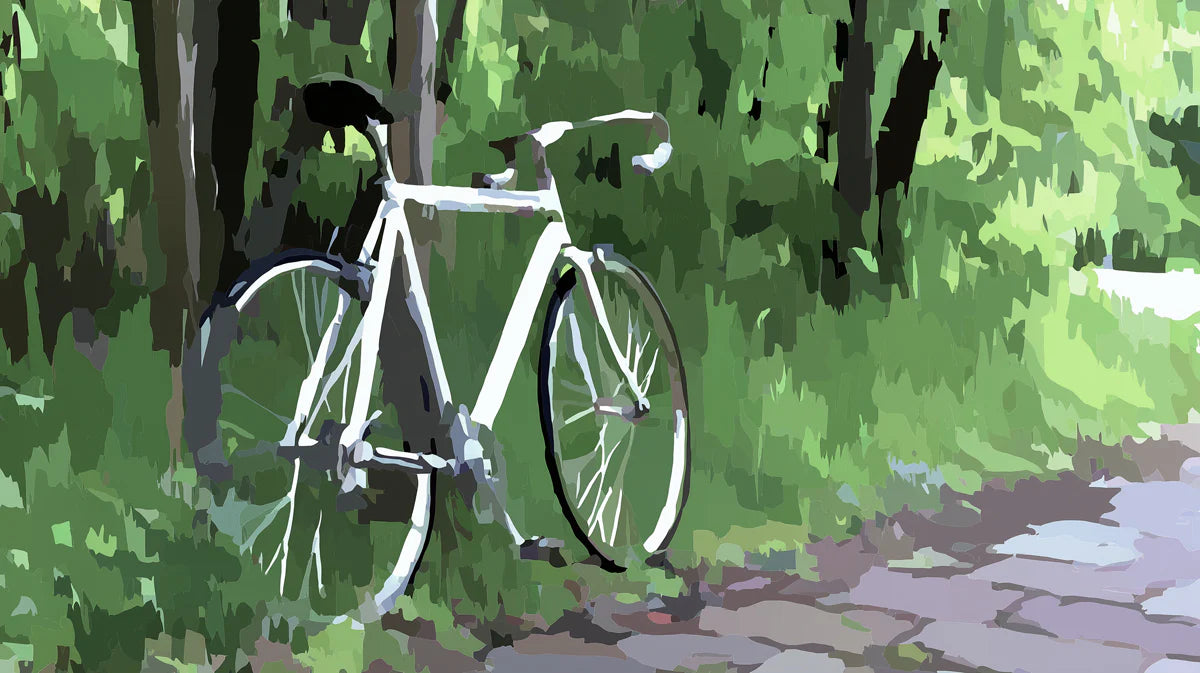Abstract Forest Bicycle Mural Wallpaper — Modern Nature Graphic Mural Wallpaper - room preview 04