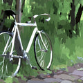 Abstract Forest Bicycle Mural Wallpaper — Modern Nature Graphic Mural Wallpaper - room preview 04