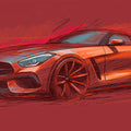 Sports Car Concept Sketch Mural Wallpaper — Energetic Automotive Art Mural Wallpaper - room preview 04
