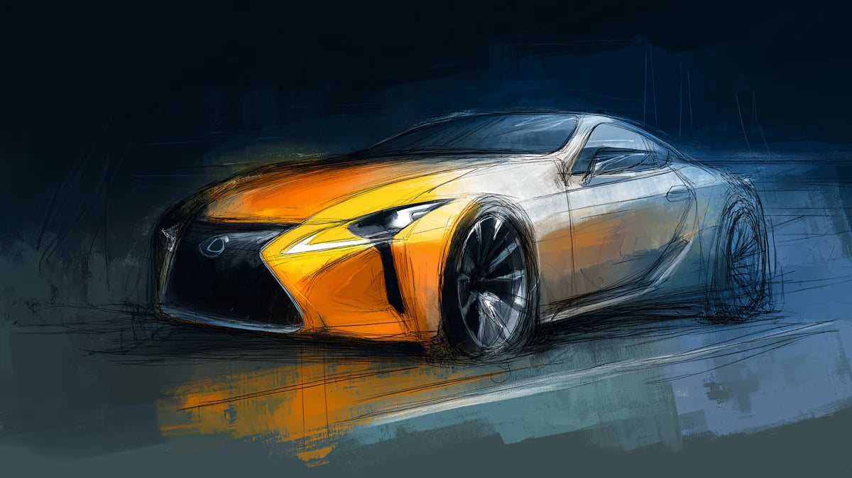 Automotive Concept Sketch Mural Wallpaper — Dynamic Sports Car Art Mural Wallpaper - room preview 04